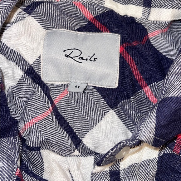 Rails Button Flannel Shirt Blue Red White - Picture 4 of 4